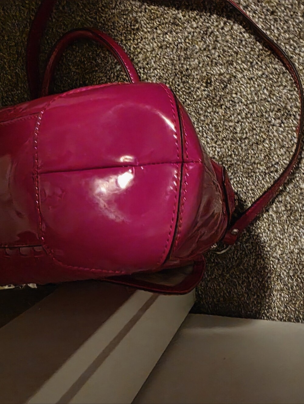 COACH Fuchsia Quilted Patent Satchel Handbag - Picture 10 of 12